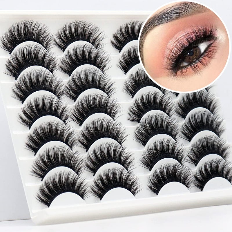 Losha Eyelashes Natural Look Faux Mink Lashes Pack Handmade Fluffy False Eyelashes 14 Pairs Eye Lashes 70